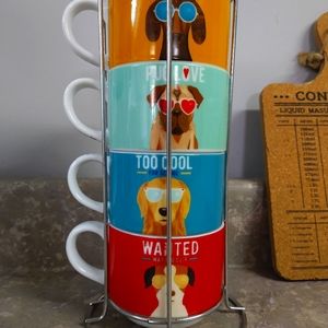Set of Dog Mugs with Stand